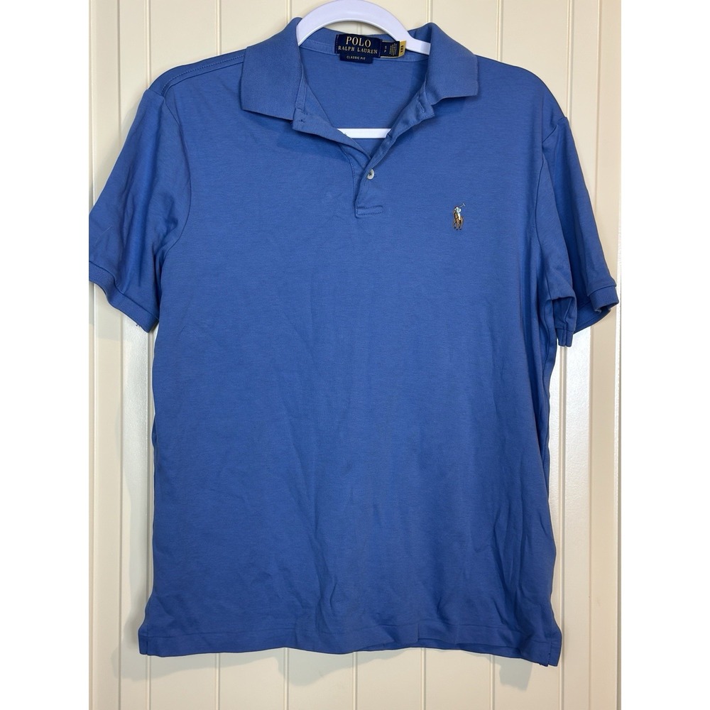 Polo Ralph Lauren Classic Fit Polo Shirt blue Cotton Sz M Soft & Classic EUC